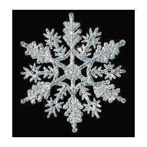 12 pcs 4 SILVER Glittered SNOWFLAKES Christmas Winter ORNAMENTS 