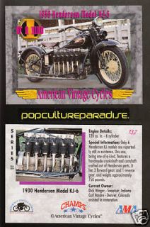 1930 HENDERSON MODEL KJ 6 6 cyl Vintage Motorcycle CARD