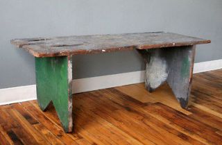 Primitive Style Old Rustic Country Heavily Distressed Seat Work Bench 