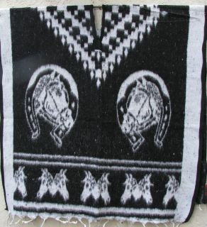MEXICAN PONCHO HORSE SARAPE BLANKET REVERSIBLE