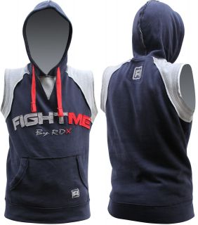RDX Fight Me Sleeveless Hoodie MMA Boxing T Shirt Shorts Gym Vest Mens 