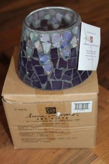 NEW NWT Home Interiors Purple Glass Mosaic Large Jar Candle Shade