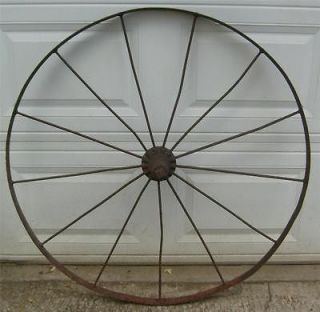 Antique Vintage Iron Farm 42 Wagon Wheel Primitive Decor Rustic 