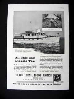   Diesel Engines 66 ft Trumpy Houseboat Yacht Carol Ann 1947 print Ad