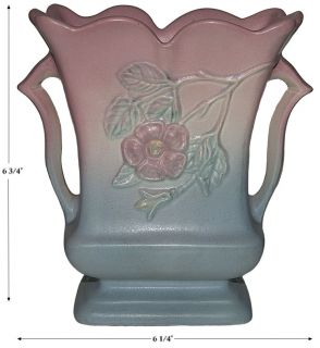 Hull Pottery Dogwood Pk / Blue #509   6 1/2 Vase