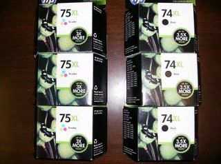 Pack Genuine HP 74XL Black & HP 75XL Color Ink   sealed in original 