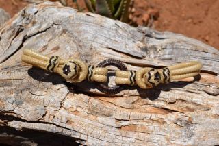   Braided Vaquero Style Natural Rawhide Bit Hobble with Black Details