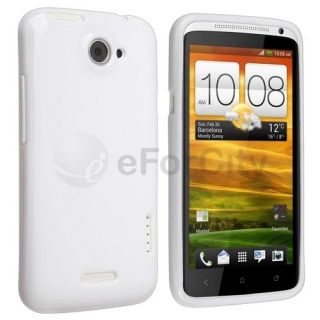 White TPU Rubber Gel Skin Case Cover For HTC One X Endeavor Phone