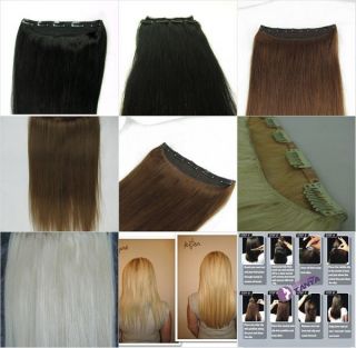 one piece human hair clip in hair extensions in Womens Wigs