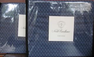 Two (2) Noble Excellence MELROSE Blue Chevron & Red Euro Pillow Shams 