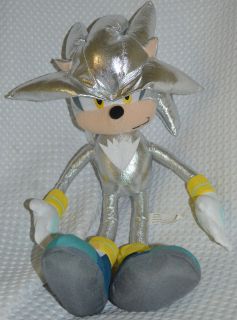   Sega Sonic the Hedgehog 2009 Silver Shiny Stitched Face Soft Plush
