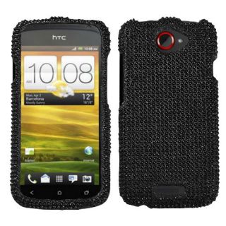 For T Mobile HTC One S Case Cover Bling Rhinestones Black Diamond *