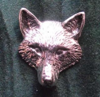 NEW Pewter Fox Head Mask Hunting Shooting Brooch Pin