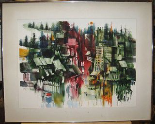 Valfred Thelin 1970s Abstract WC of Montana Important Ogunquit Maine 