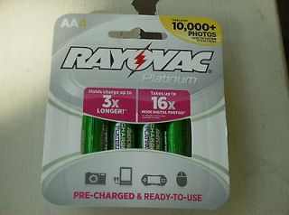 16 RAYOVAC AA PLATINUM PRECHARGED RECHARGEABLE BATTERIES