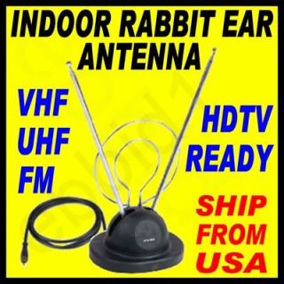 INDOOR RABBIT EAR DIGITAL HDTV TV VCR VHF UHF ANTENNA $