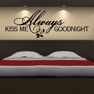 Always Kiss Me Goodnight Quote Wall Sticker Love Home Wall Art Decal 