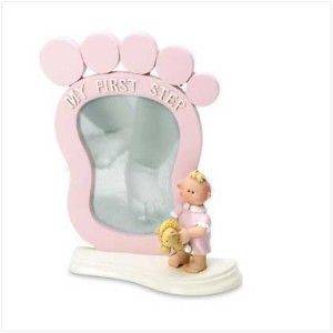   First Steps Photo Frame for 3 x 4 New Foot Shower Gift Picture Pink