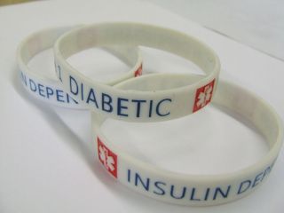 DIABETES Type 1 Diabetic Medical Alert Wristband Silicone bracelet 