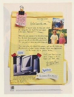 1996 IBM Aptiva Personal Computer Lab Guy Note Print Ad