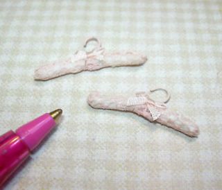 Miniature Infant Clothes Hangers (2), Pink Lace DOLLHOUSE Miniatures 