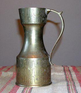   TALL&HEAVY Solid BRASS Engraved Pitcher/Jug by Sarna Made in India 10