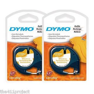 2PK Dymo Letra Tag 18771 IRON ON 1/2 Labels for Clothing Fabric 