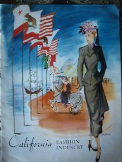1948 Vintage CALIFORNIA FASHION INDUSTRY Flags Art Color ad