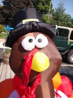 Sitting Turkey w/ Pilgrim Hat Inflatable Thanksgiving Yard Decor