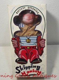 Vintage Japan Battery Operated Skipping Monkey Org Box