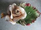 Capodimonte Hand Made Rose Flower Bud Leaf Bowl Hand Painted One of A 