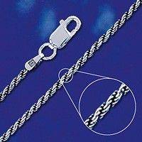   Silver Diamond Cut Rope Necklace Oxidized Chain 1.5mm Solid 925 Italy