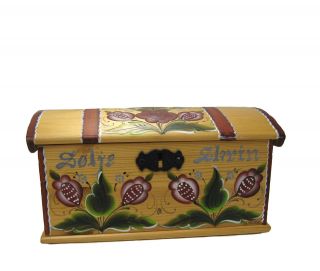 Norwegian Authentic Rosemaled Jewelry Box with lock and key