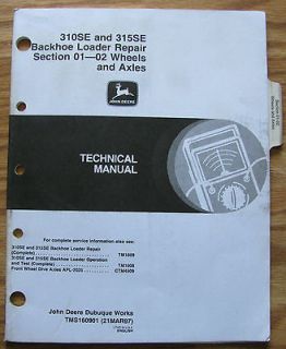 John Deere 310SE Backhoe Loader Wheels & AxlesTechnical Repair Manual 