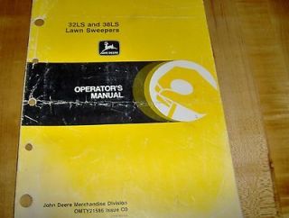 John Deere 32LS 38LS Lawn Sweeper Operators Manual Catalog