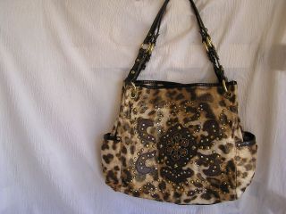   Kathy Van Zeeland Leopard Animal Print Bling Crystal Purse Handbag