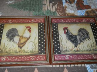 Home interior HOMCO Rooster pictures pair