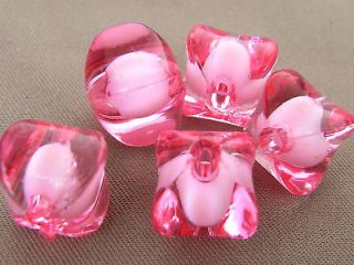 10mm 20pcs HOT PINK CONCAVE CUBE ACRYLIC LUCITE BEADS TY4238