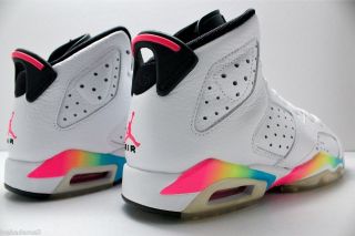 Nike Air Jordan 6 VI Retro Girls Sz 3.5 Y GS White Pink Flash Volt 