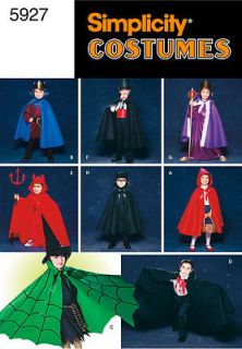   Sewing Pattern 5927 Kids Costumes Devil,Dracula,Witch,Queen,Hero,King