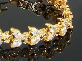 Elegant 18k 22ct Indian Gold Plated Created Diamond Bracelet Bridal 
