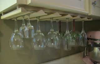   Wine Glass or Stemware   Wood Rack/Holder   Under Cabinet   NEW