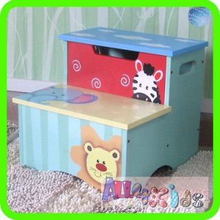   paint Bright Color Boy Animal Step Stool Storage Box Kids Furniture