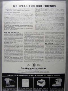 1938 TOLEDO SCALE COMPANY VINTAGE PRINT AD