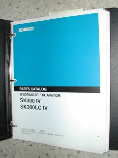 Kobelco SK300 & SK300LC IV PARTS MANUAL BOOK CATALOG EXCAVATOR 