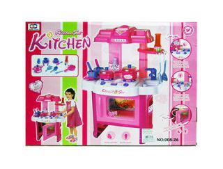 Children Girls Cooking Deluxe compact Kitchen center Play Set Pretend 