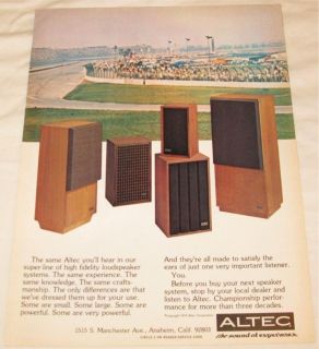 Vintage Altec Stereo Speakers PRINT AD from 1974