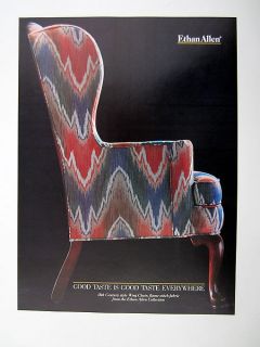 Ethan Allen 18th Century style Wing Chair 1986 print Ad advertisement