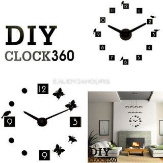   Clock Adhesive DIY Modern Decoration Butterfly Bird Wall Clock EN24H