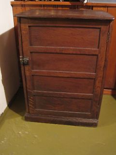 Antique Oak Four Panel One Door Cabinet With Two Adjustable Shelves